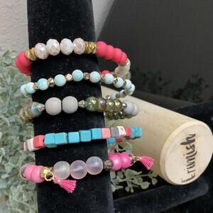 Erimish Coral Turquoise Beaded Stack